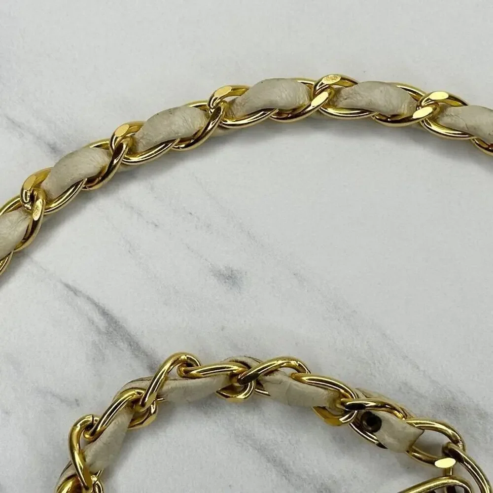 Faux Leather Woven Gold Chain Belt Double Hook Y2K Style Extra Small/Small ✨